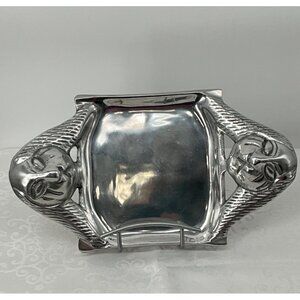 Vintage Art Nouveau Silver-Plated Centerpiece With ‎ Rabbit Face Motif Handles